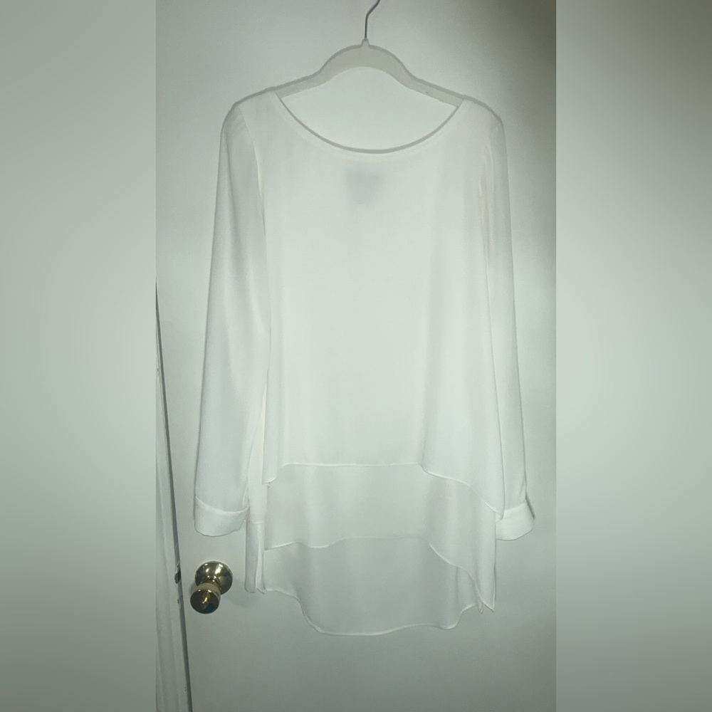 White House Black Market Asymmetrical Long Sleeve Blouse
